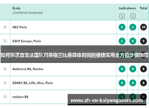 如何快速查询法国队对英格兰比赛具体时间的便捷实用全方位步骤指南